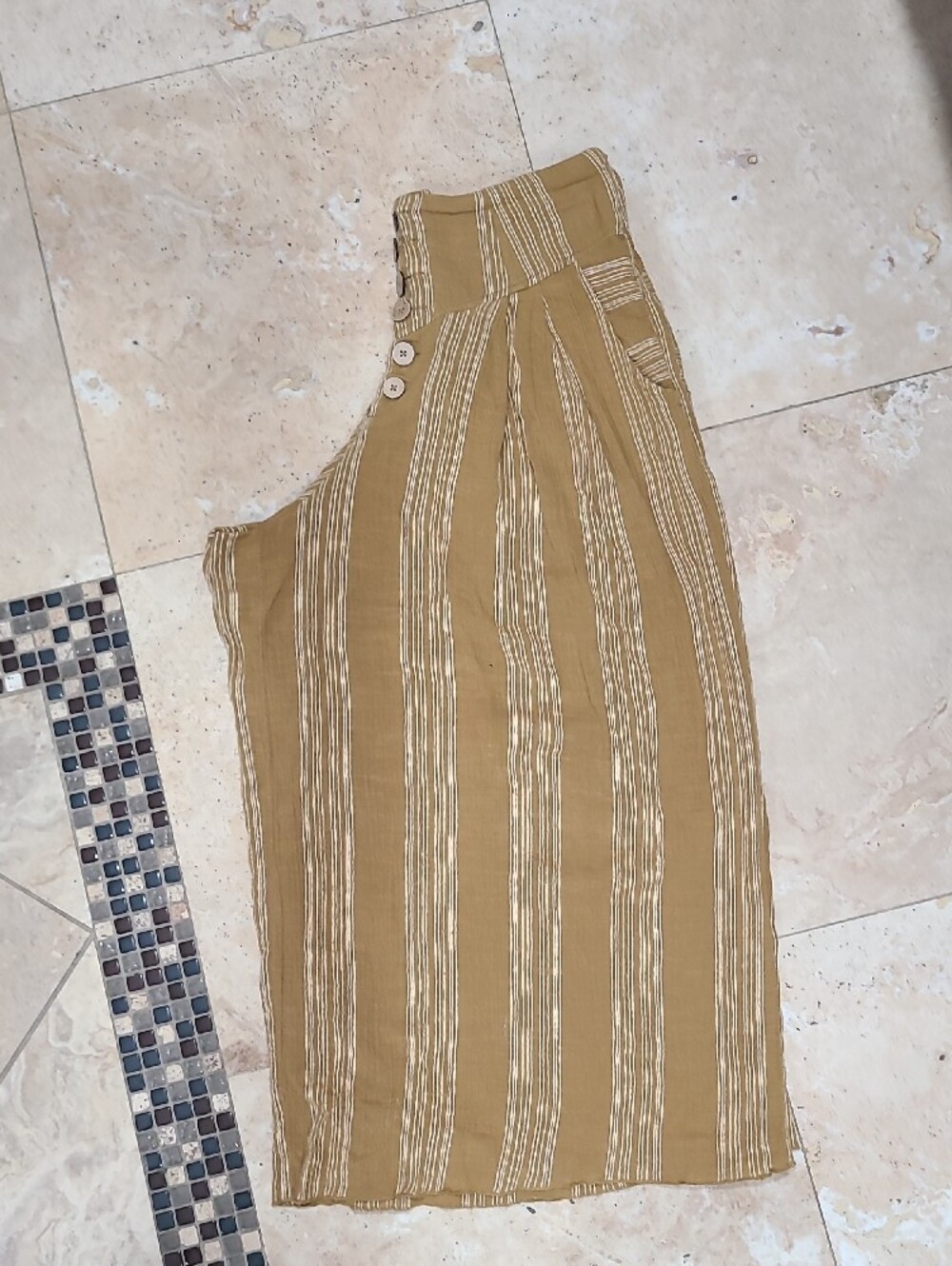 Free People Wide-Leg Striped Culotte Pants in Mustard and Cream - Picture 5 of 10